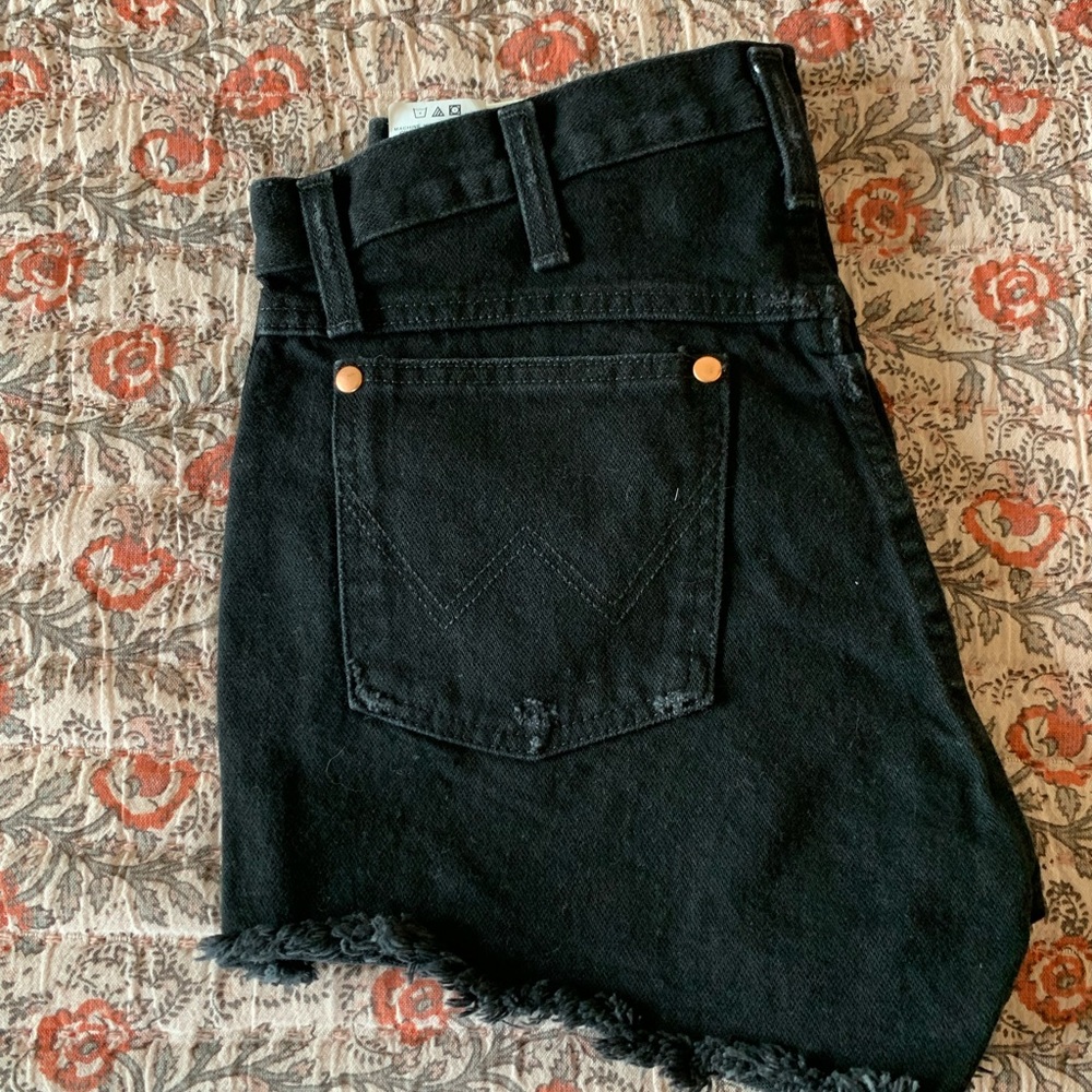 Wrangler black re-worked jean shorts- size 27- super cute!